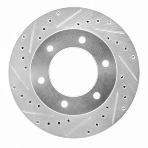Honda Passport Brake Rotor (1) - Front Left - R1 Concepts - Drilled & Slotted - Silver - `01-`04